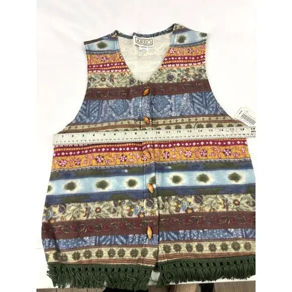 Vintage Southwestern Vest Womens USA Made Button Up Aero 1990s‎ Small Fringe - Picture 7 of 10